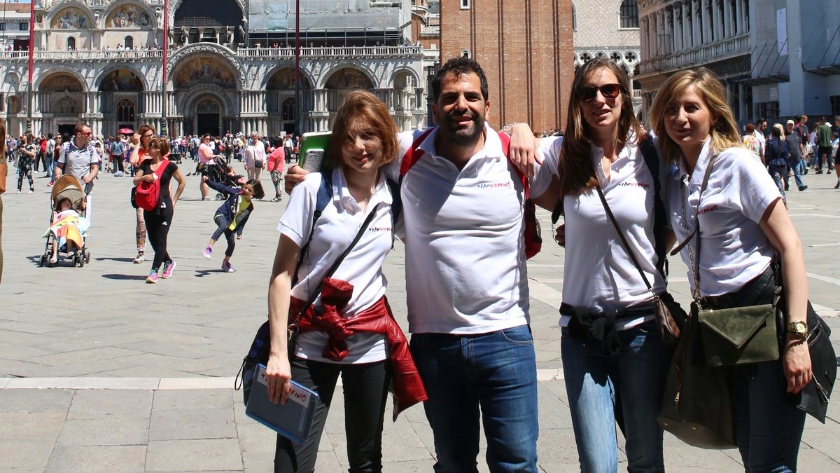 A company group in St Mark’s Square, Venice